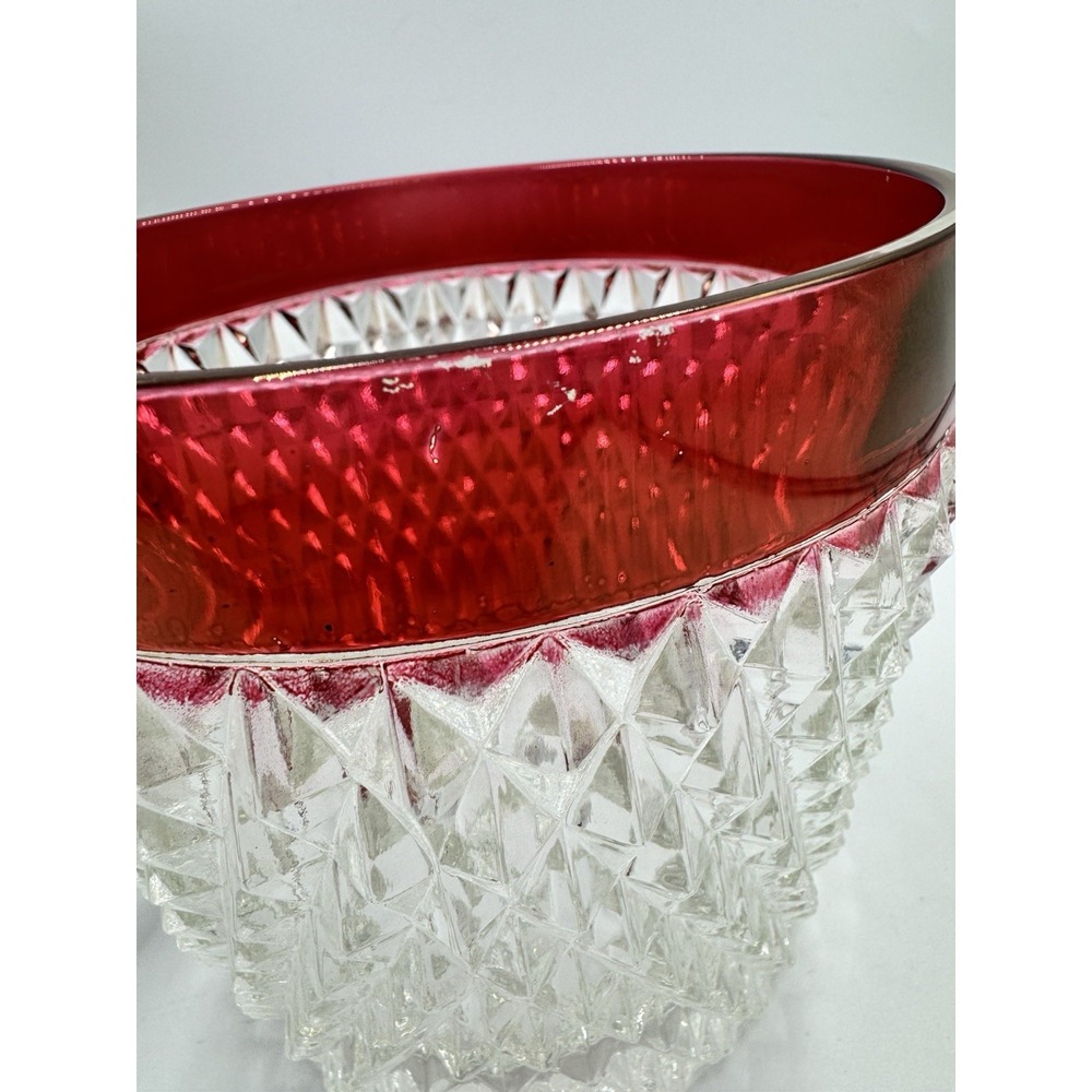Vintage Indiana Glass Diamond Point Ruby Flash Ice Bucket with Lid - Picture 11 of 14